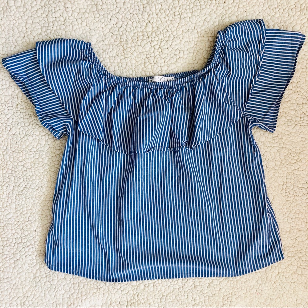 Off the Shoulder Blue Striped Top